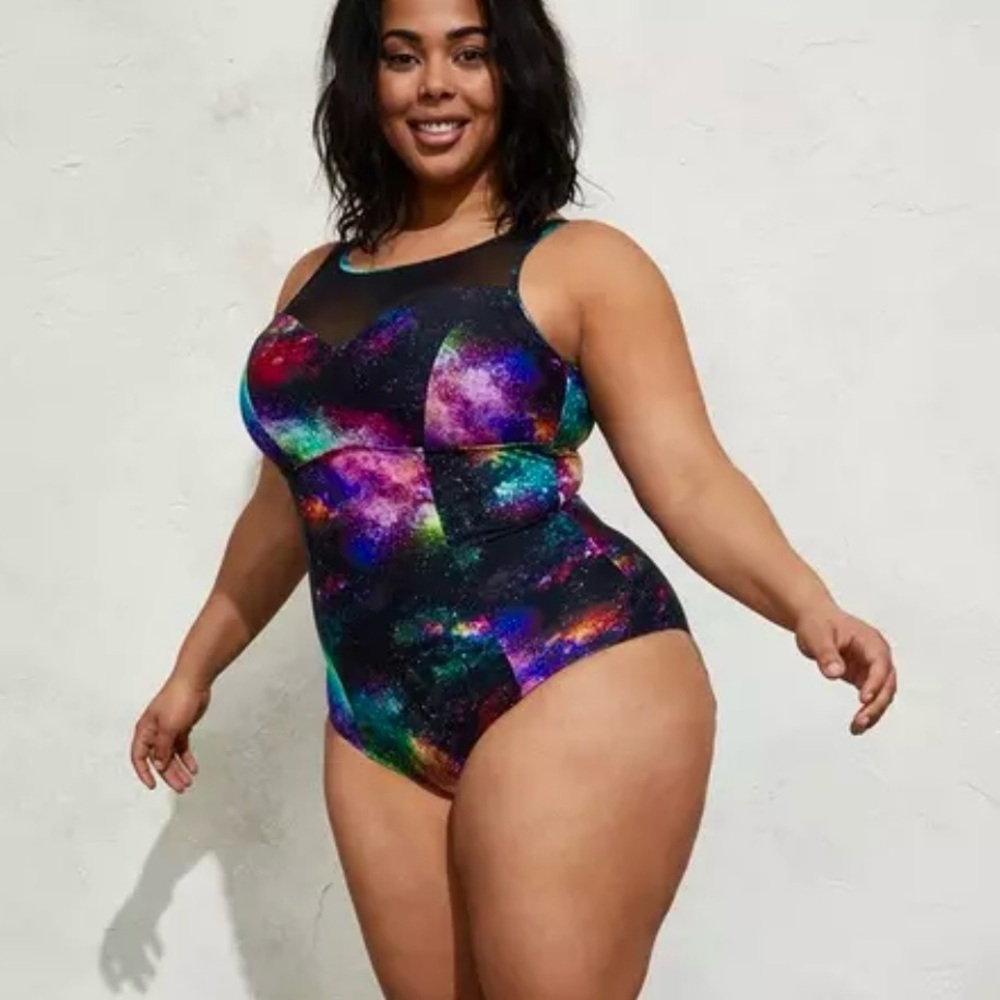 Torrid Galaxy Wireless Mesh High Neck One Piece Swimsuit